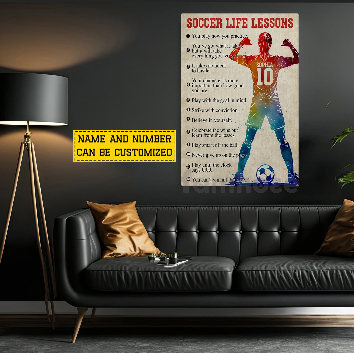 Personalized Soccer Girl Canvas Painting, Soccer Life Lessons Sport Wall Art Decor, Poster Gift For Soccer Lover