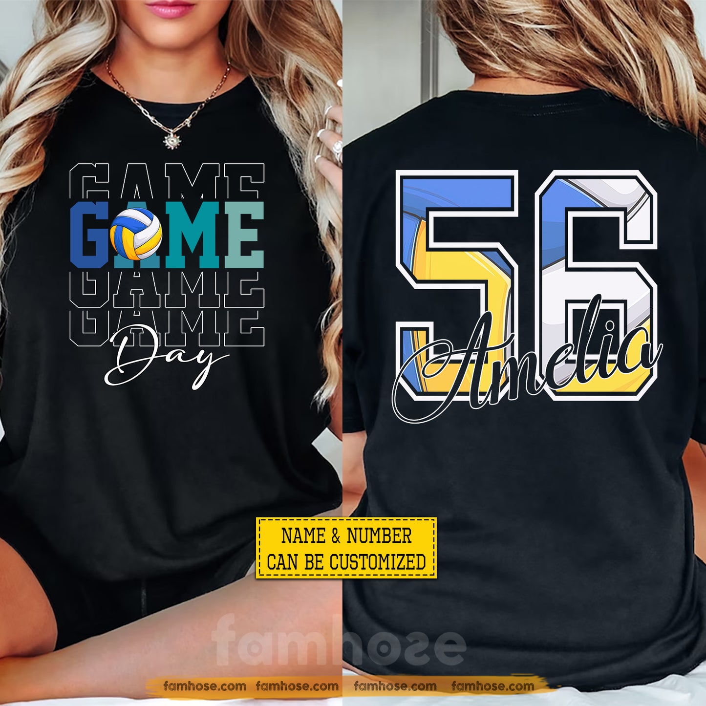 Personalized Volleyball Two-sided T-shirt, Game Day Sport Tees Gift For Volleyball Lovers