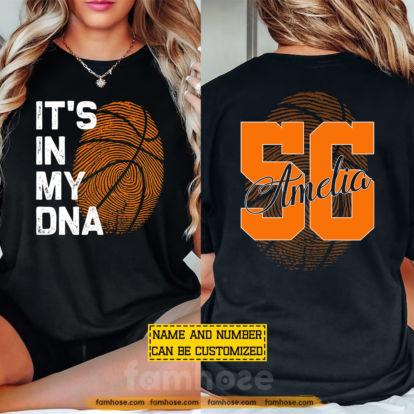 Personalized Basketball Two-sided T-shirt, It's In My DNA Sport Tees Gift For Basketball Lover