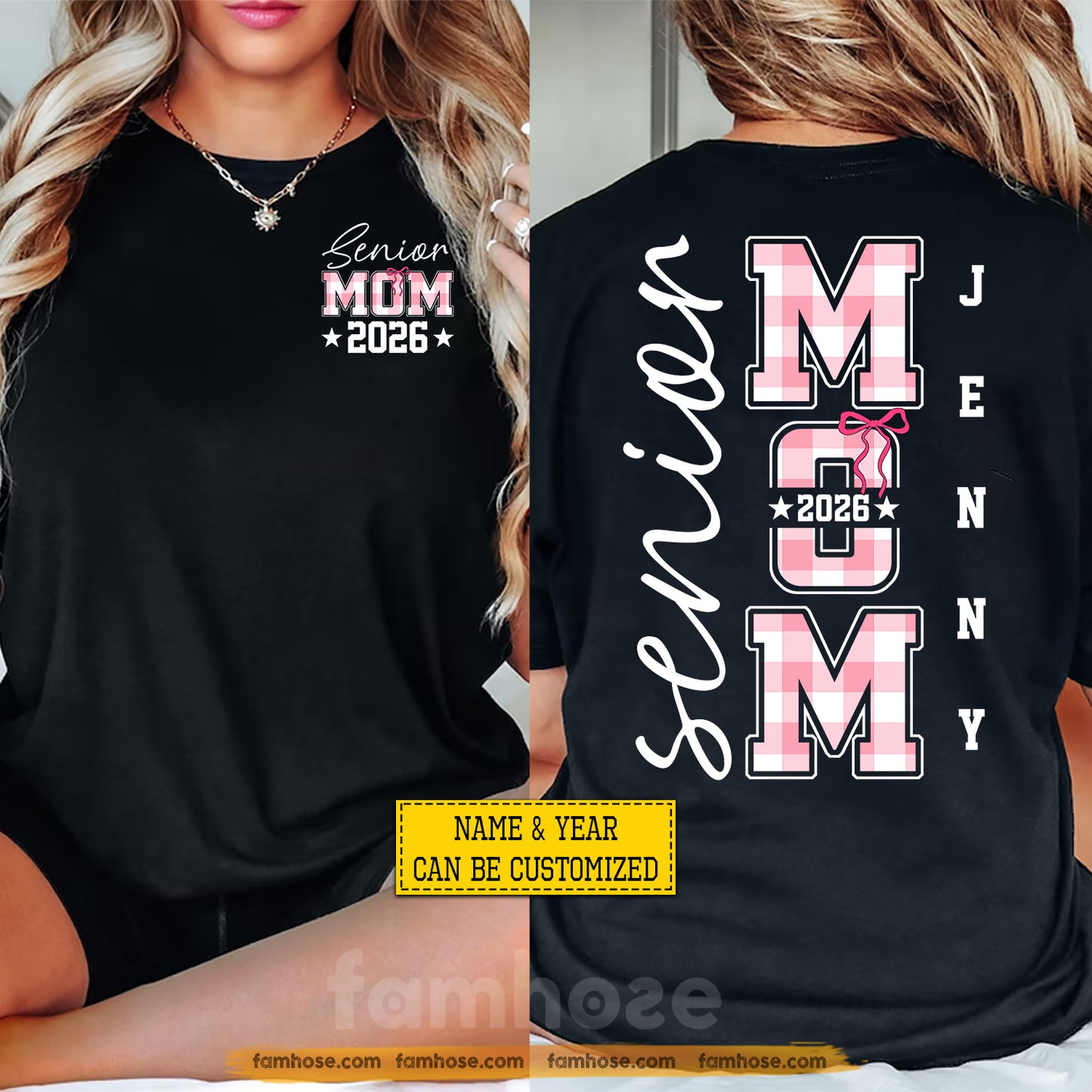 Personalized Senior Mom Two-sided T-shirt, Senior Mom Tees Mother's Day Gift