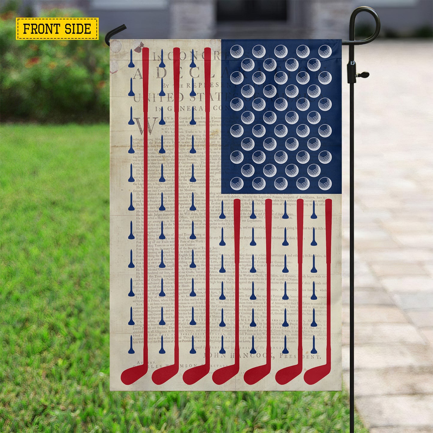 July 4th Golf USA Garden Flag & House Flag, Stars Stripes And Tee Outdoor Decor, Independence Day Yard Flag Gift For Golf Lover