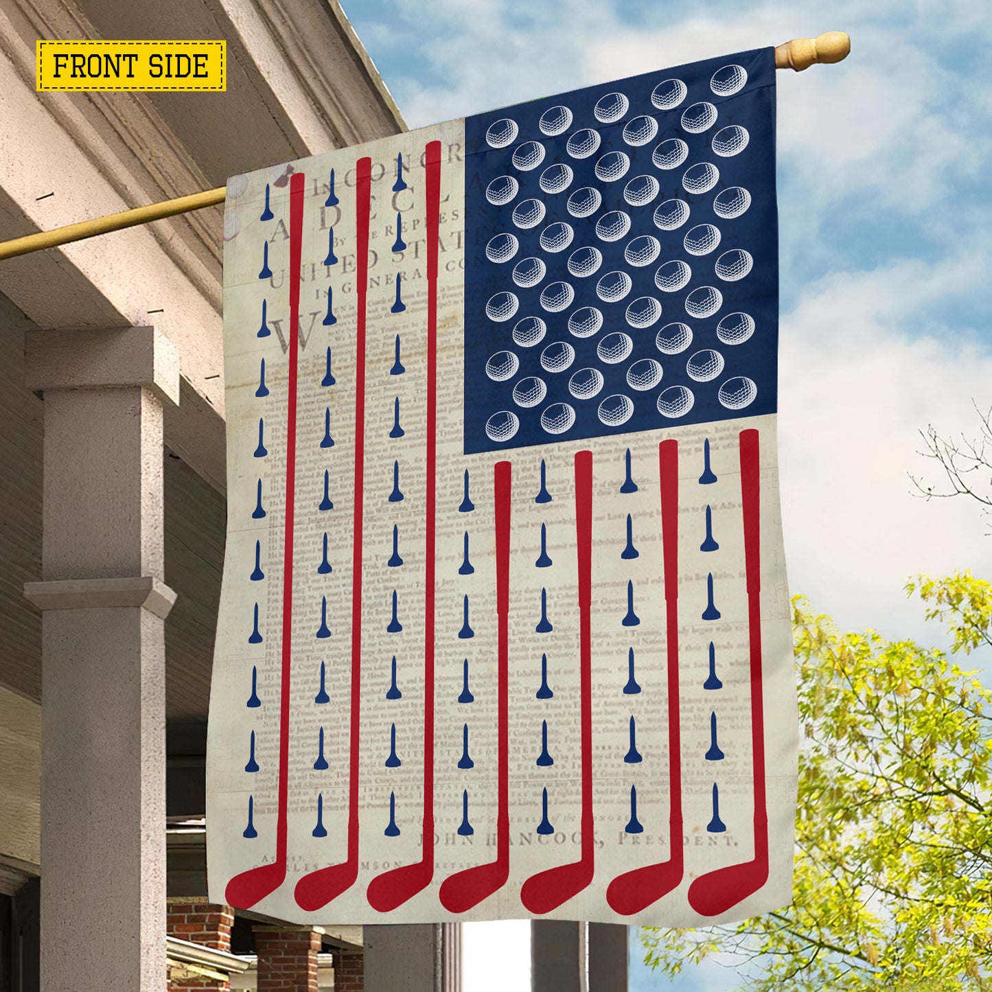 July 4th Golf USA Garden Flag & House Flag, Stars Stripes And Tee Outdoor Decor, Independence Day Yard Flag Gift For Golf Lover