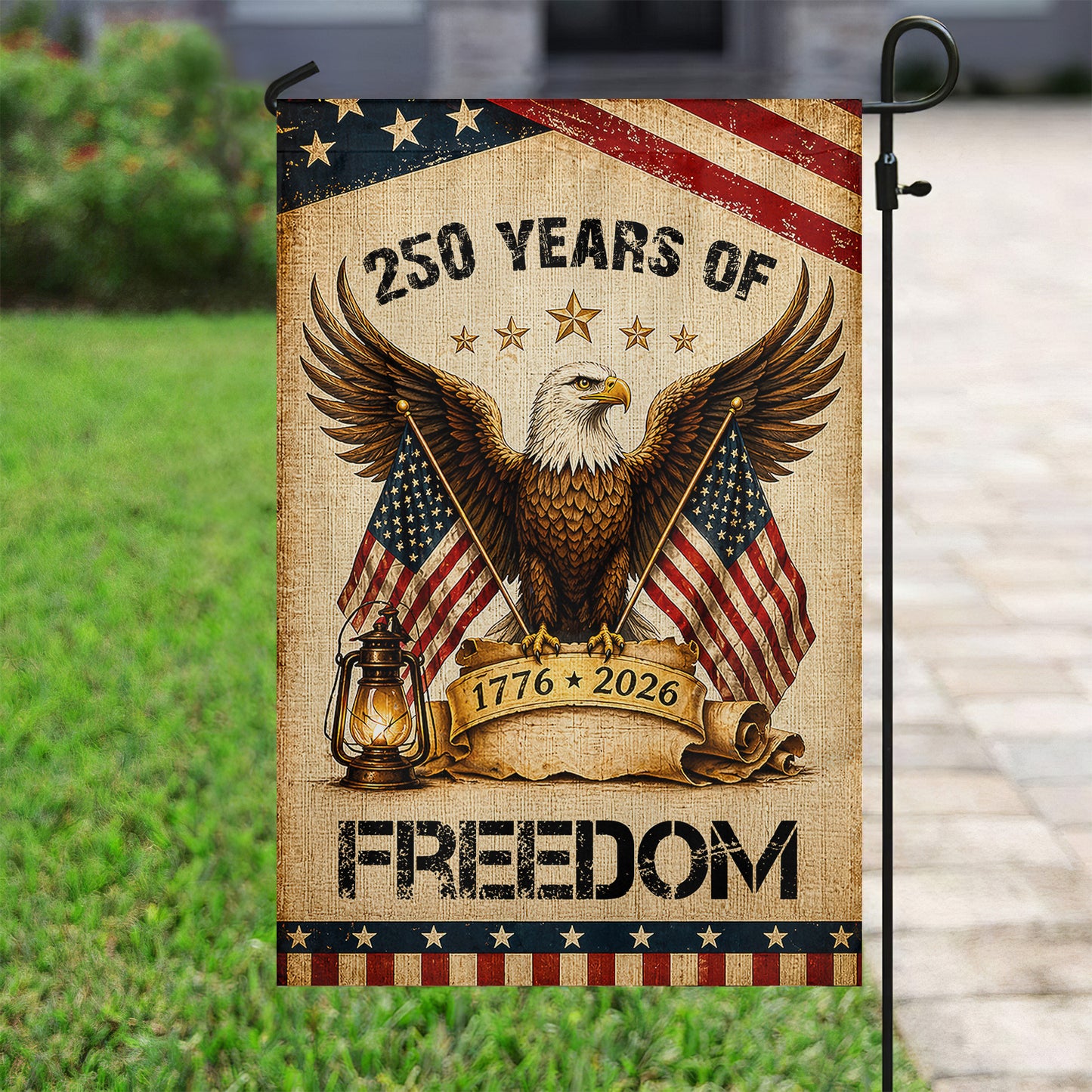 July 4th 250 Anniversary USA Garden Flag & House Flag, 250 Years Of Freedom Outdoor Decor, Independence Day Yard Flag Gift For American Patriot