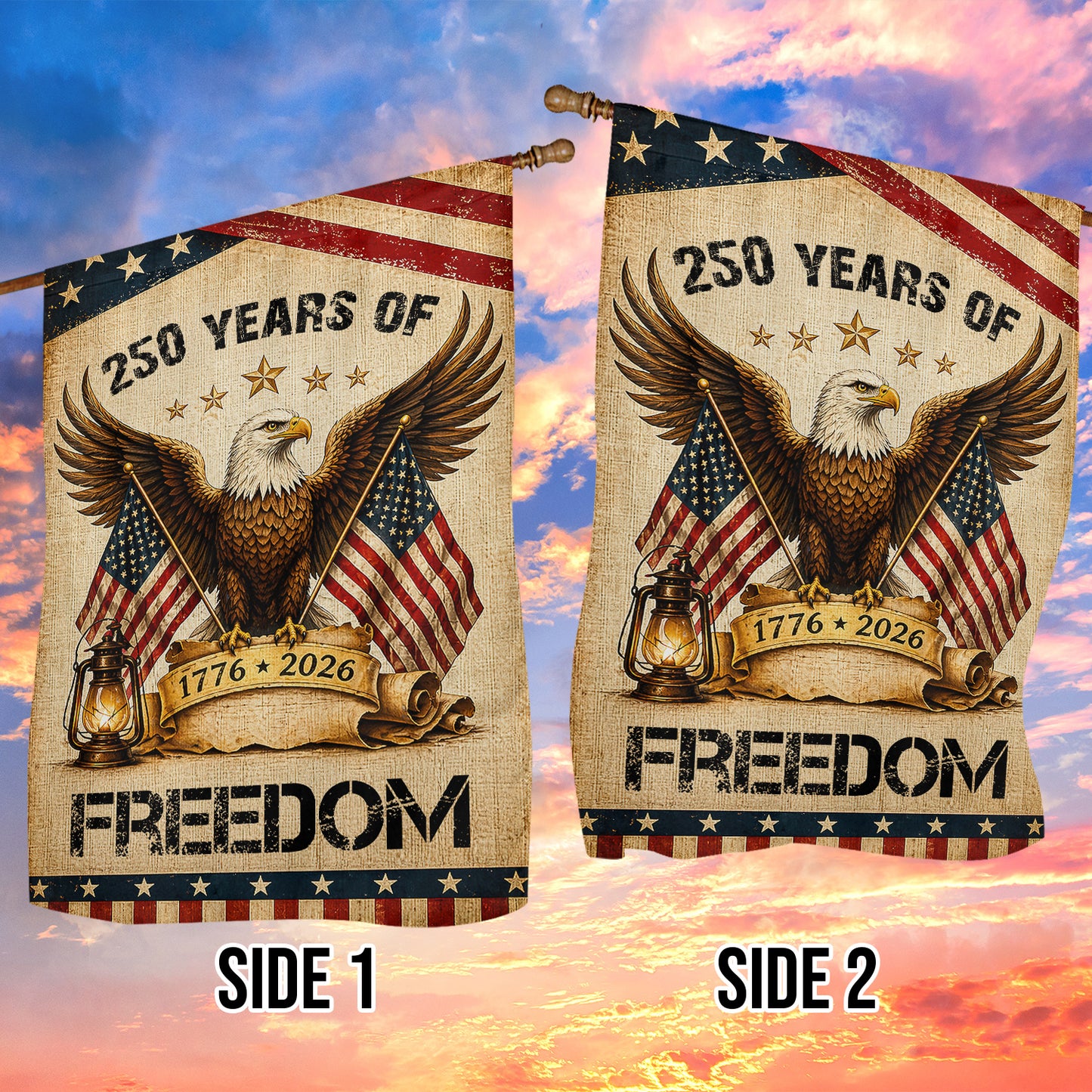 July 4th 250 Anniversary USA Garden Flag & House Flag, 250 Years Of Freedom Outdoor Decor, Independence Day Yard Flag Gift For American Patriot