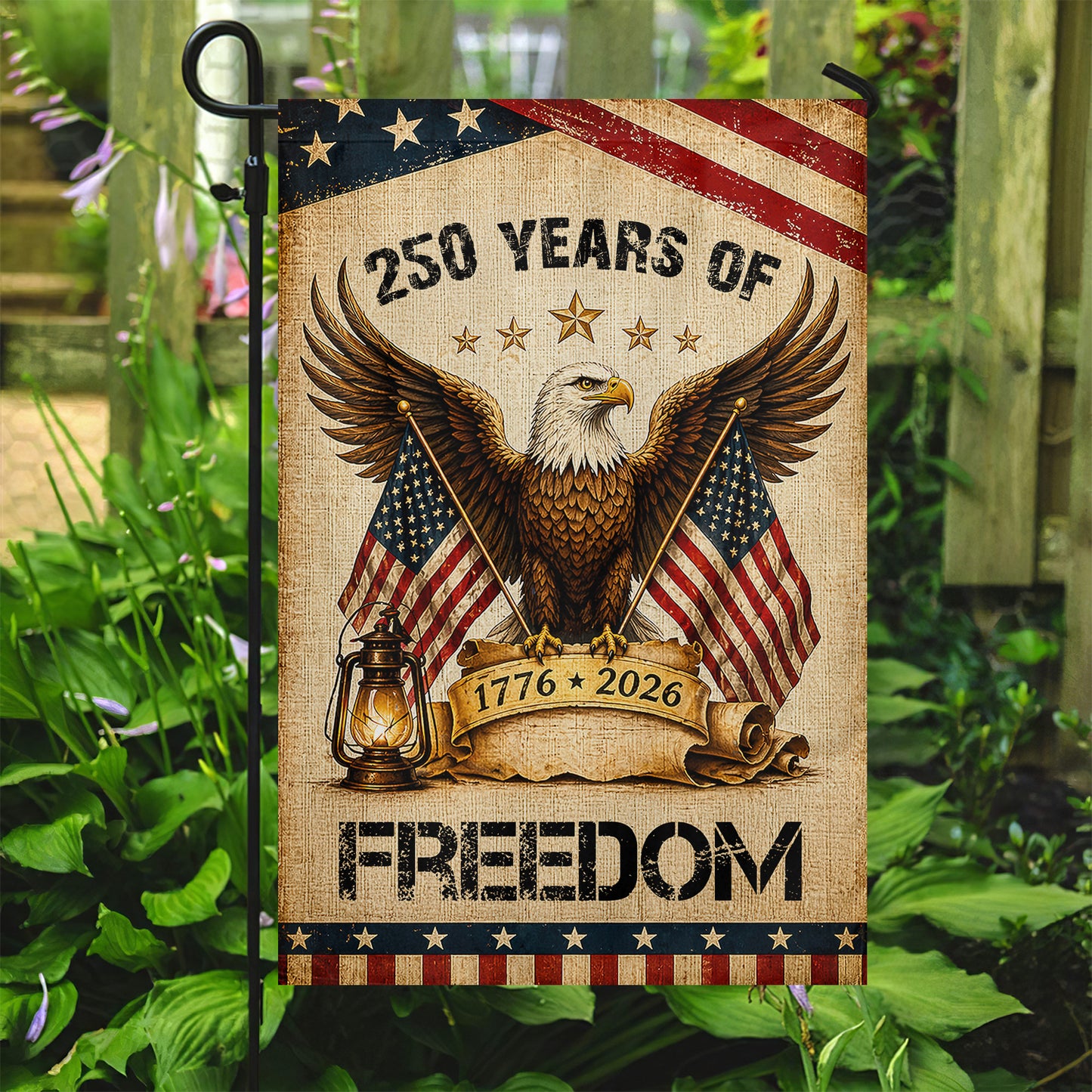 July 4th 250 Anniversary USA Garden Flag & House Flag, 250 Years Of Freedom Outdoor Decor, Independence Day Yard Flag Gift For American Patriot