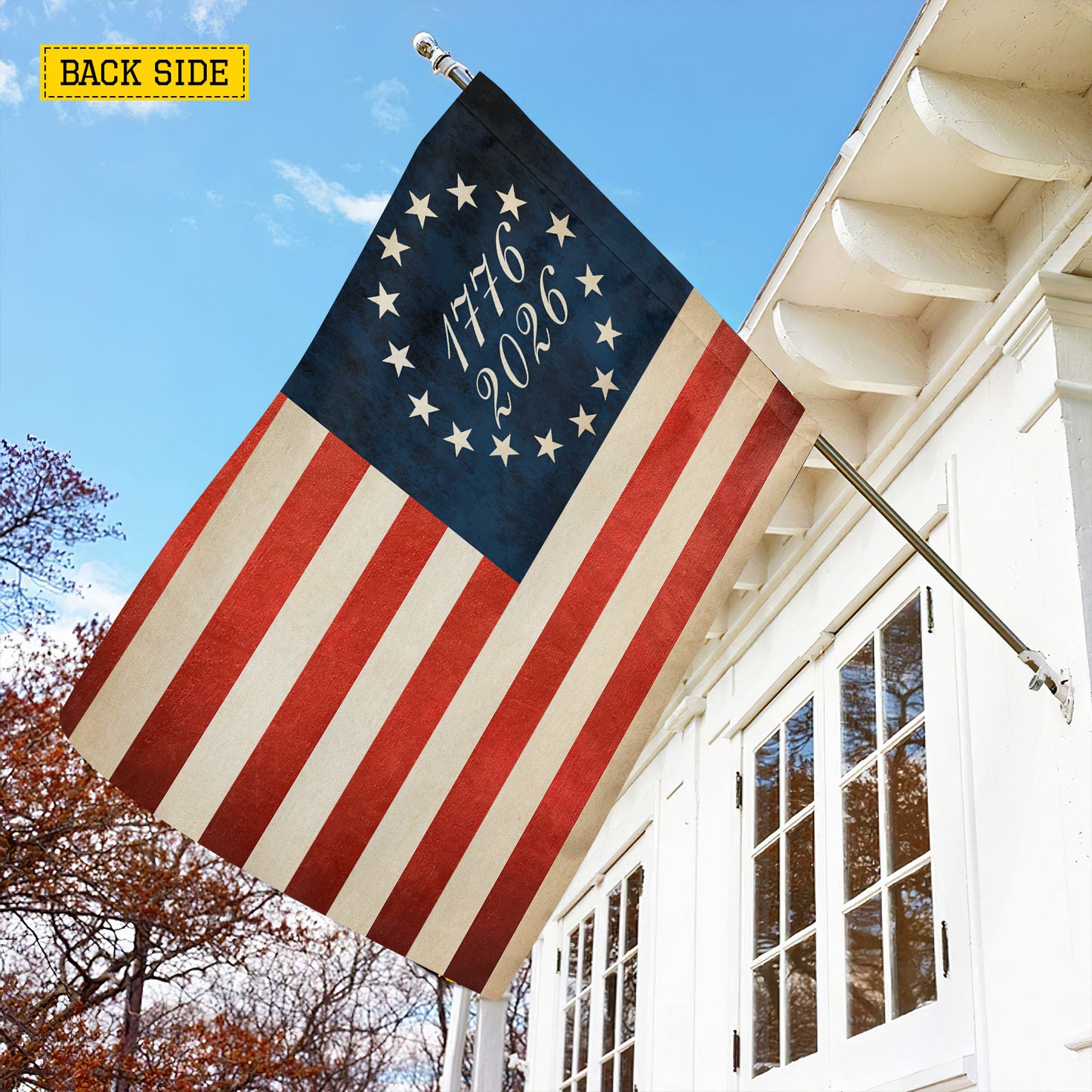 Vintage July 4th 250 Anniversary USA Garden Flag & House Flag, 1776 - 2026 Betsy Ross Outdoor Decor, Independence Day Yard Flag Gift For American Patriot