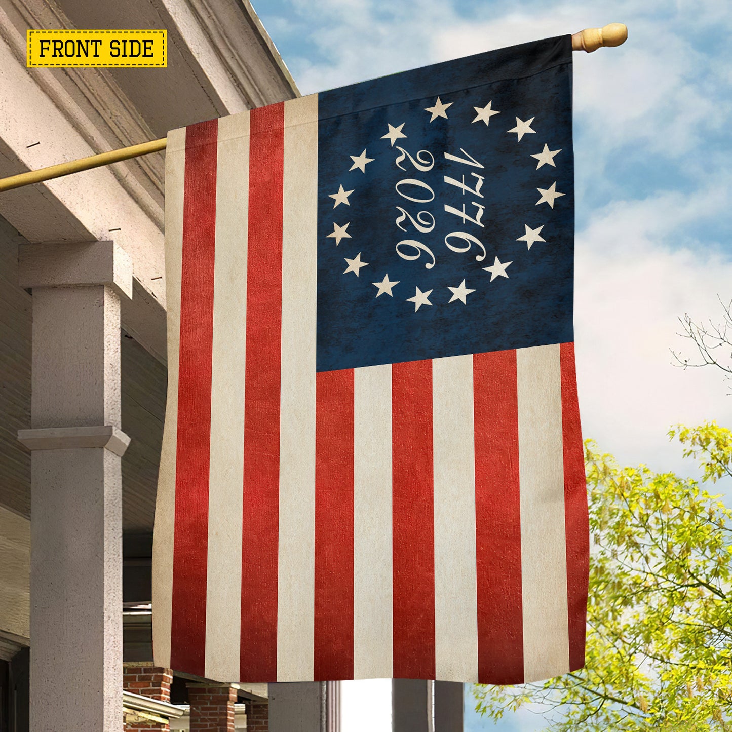 Vintage July 4th 250 Anniversary USA Garden Flag & House Flag, 1776 - 2026 Betsy Ross Outdoor Decor, Independence Day Yard Flag Gift For American Patriot