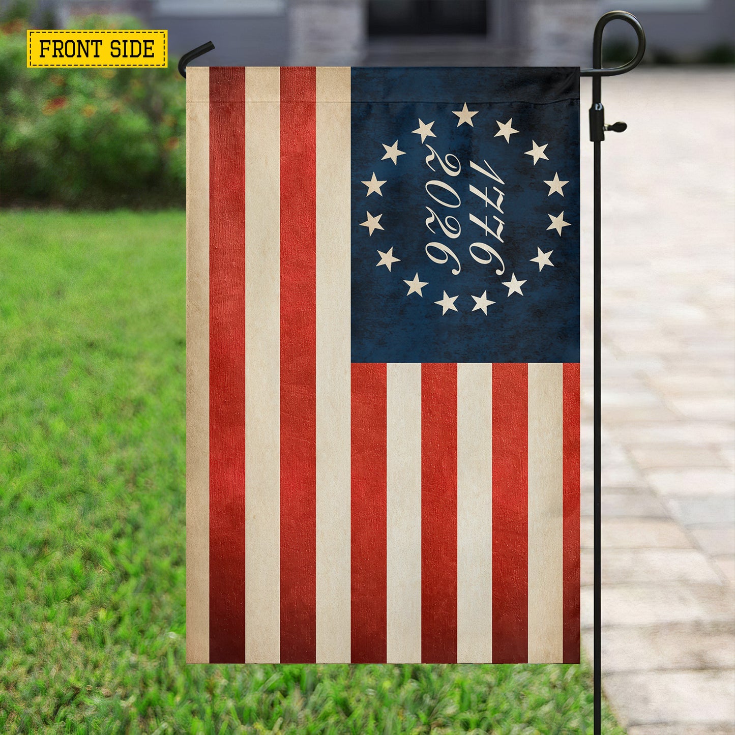 Vintage July 4th 250 Anniversary USA Garden Flag & House Flag, 1776 - 2026 Betsy Ross Outdoor Decor, Independence Day Yard Flag Gift For American Patriot