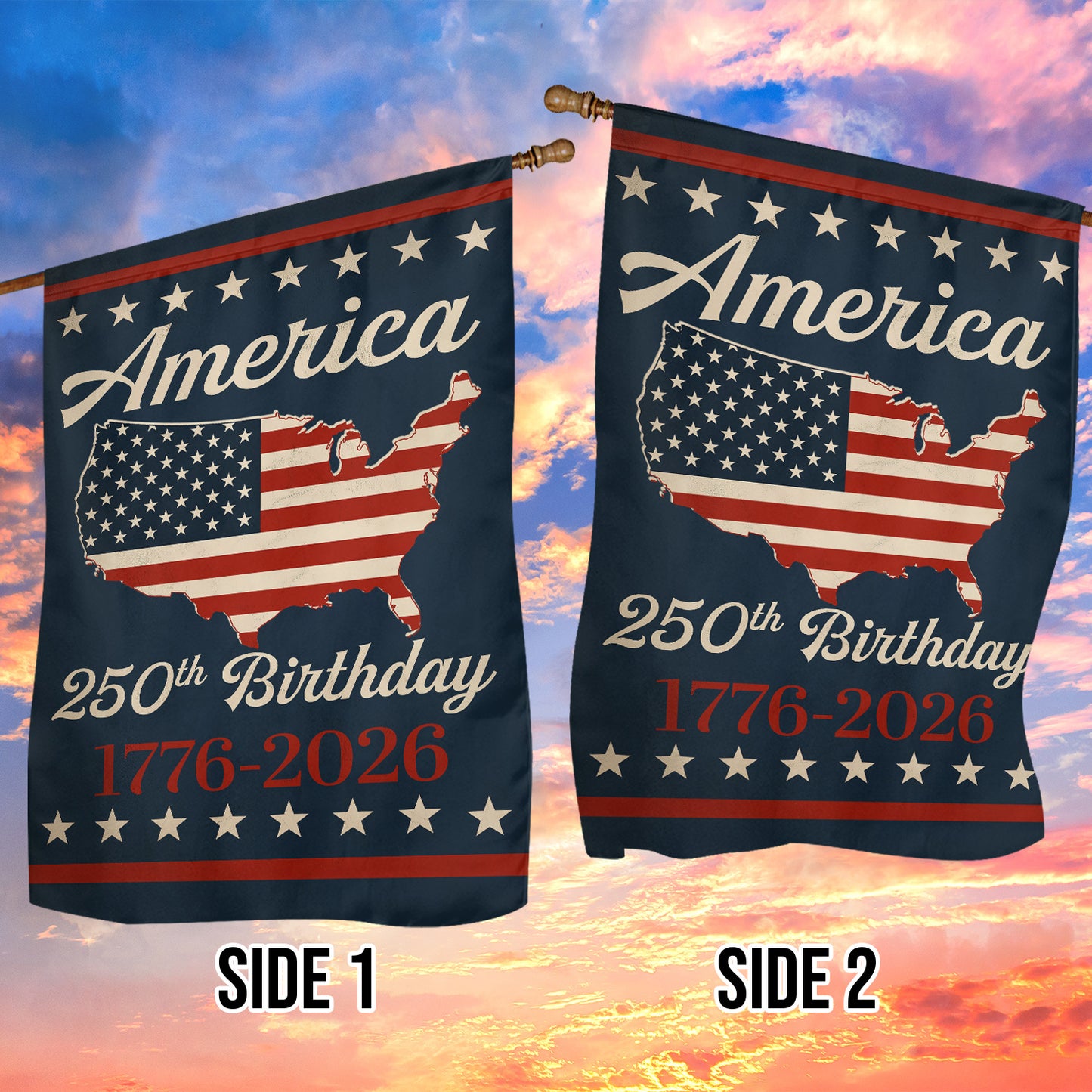 July 4th 250 Anniversary USA Garden Flag & House Flag, America 250th Birthday Outdoor Decor, Independence Day Yard Flag Gift For American Patriot