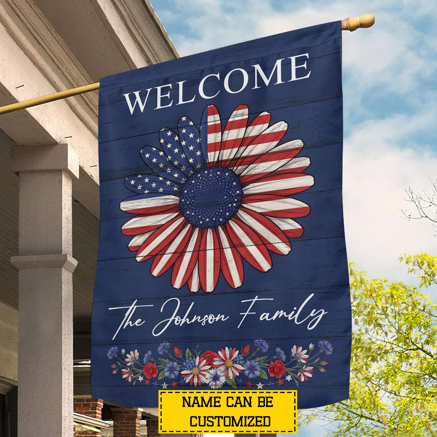 Personalized July 4th USA Garden Flag & House Flag, Welcome Outdoor Decor, Independence Day Yard Flag Gift For American Patriot