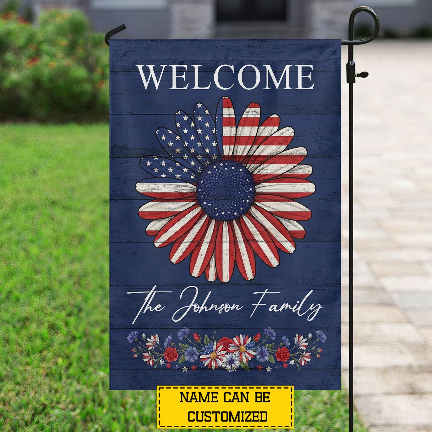Personalized July 4th USA Garden Flag & House Flag, Welcome Outdoor Decor, Independence Day Yard Flag Gift For American Patriot