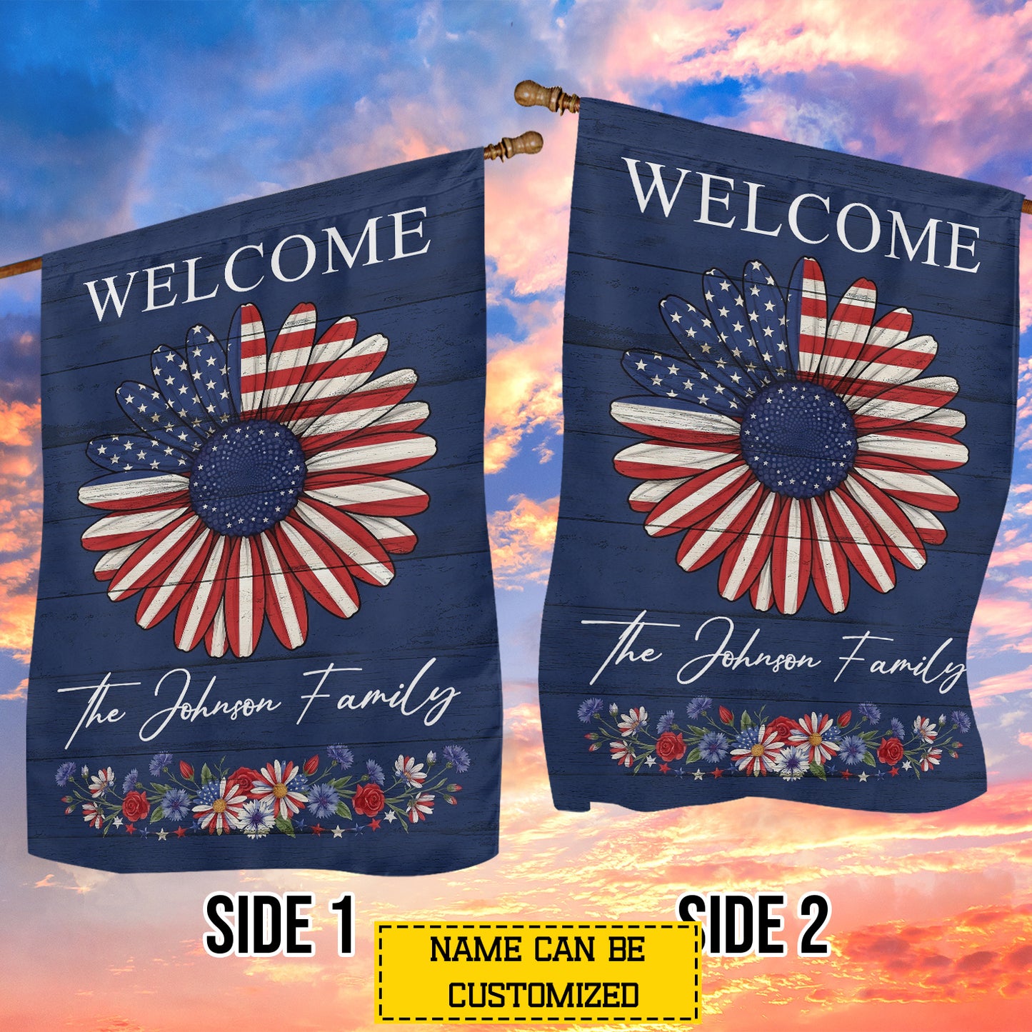 Personalized July 4th USA Garden Flag & House Flag, Welcome Outdoor Decor, Independence Day Yard Flag Gift For American Patriot