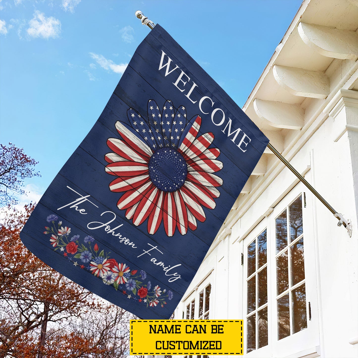 Personalized July 4th USA Garden Flag & House Flag, Welcome Outdoor Decor, Independence Day Yard Flag Gift For American Patriot