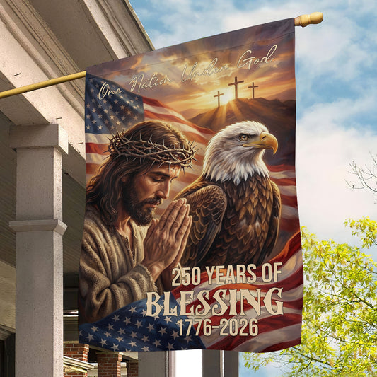 God July 4th 250 Anniversary USA Garden Flag & House Flag, One Nation Under God Outdoor Decor, Independence Day Yard Flag Gift For Christian