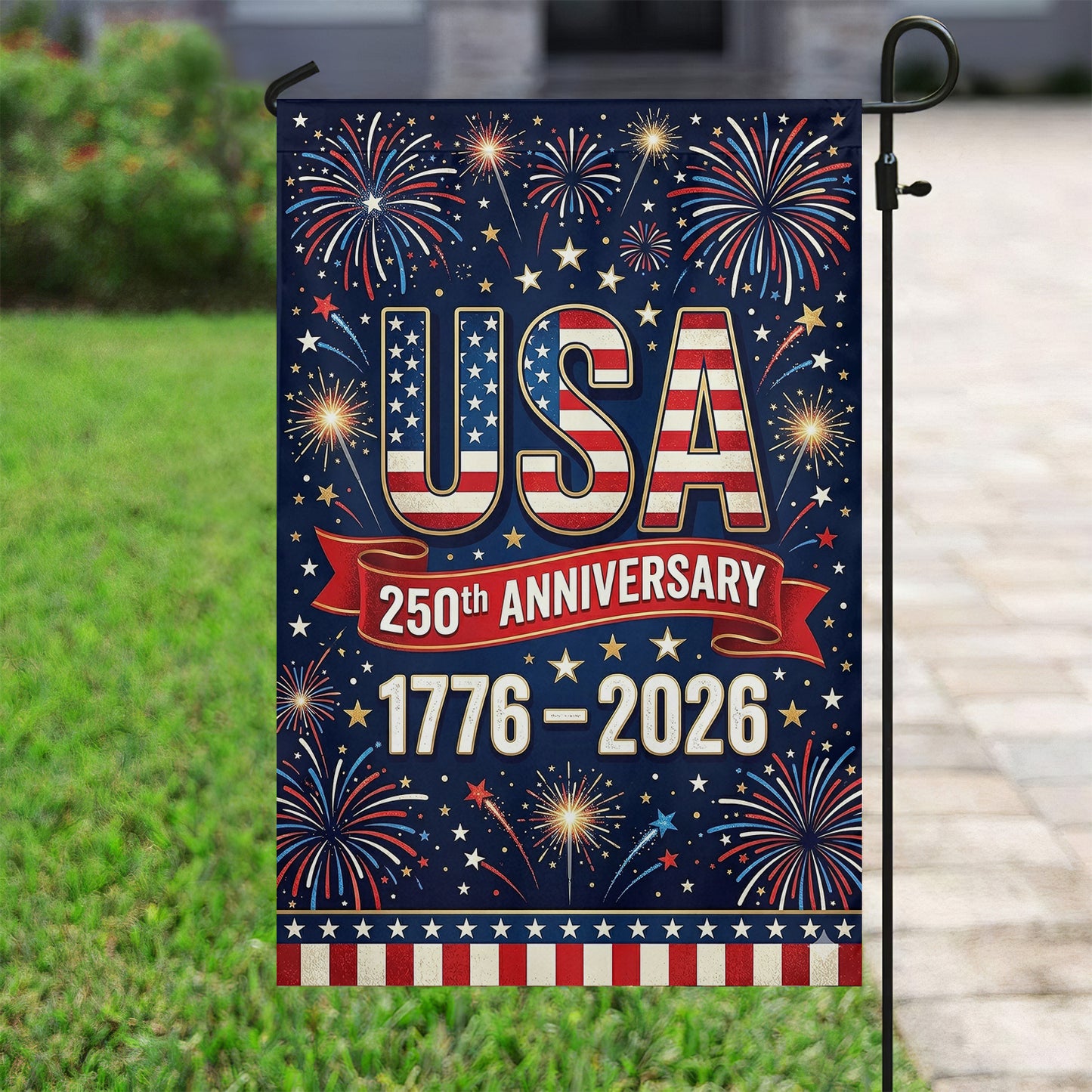 July 4th 250 Anniversary USA Garden Flag & House Flag, 1776 2026 USA Flag Outdoor Decor, Independence Day Yard Flag Gift For American Patriot