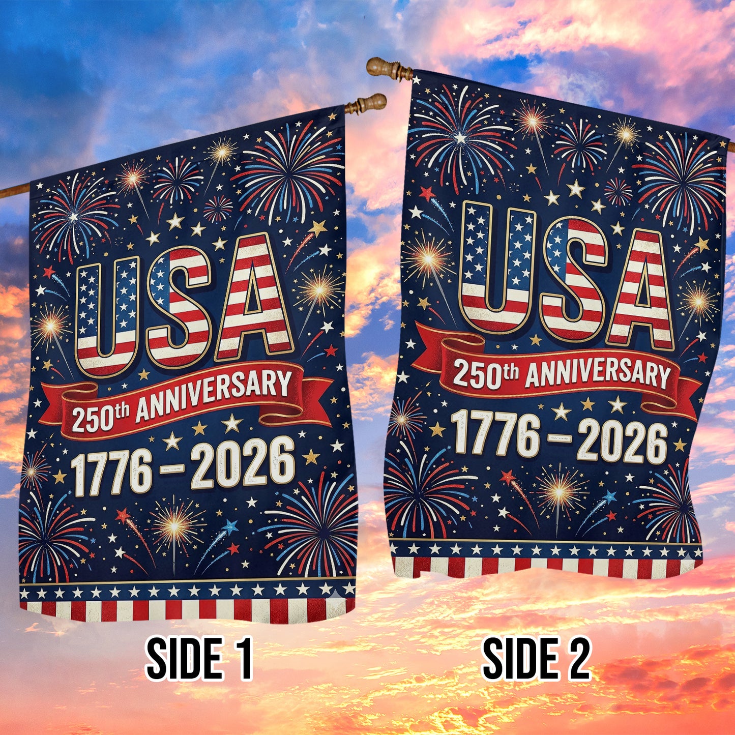 July 4th 250 Anniversary USA Garden Flag & House Flag, 1776 2026 USA Flag Outdoor Decor, Independence Day Yard Flag Gift For American Patriot