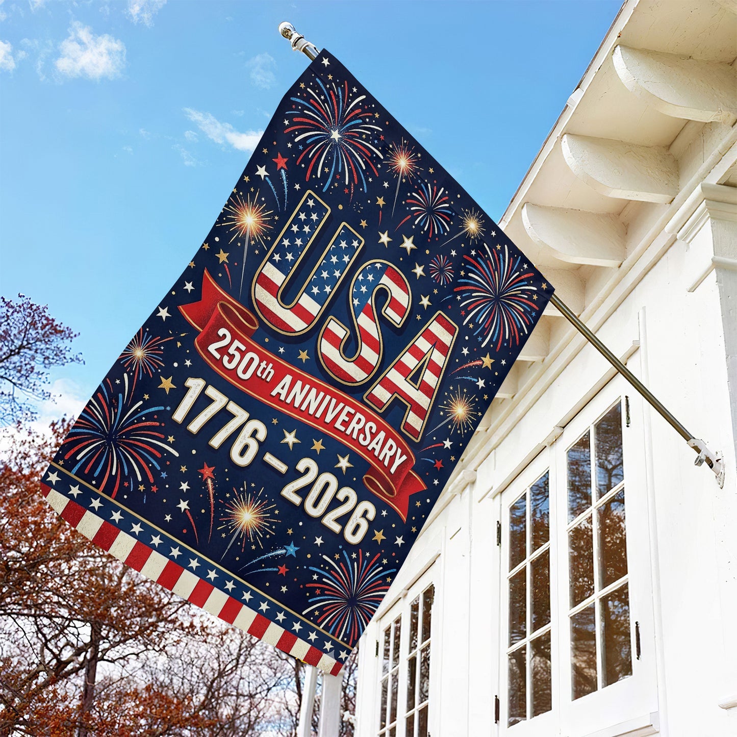 July 4th 250 Anniversary USA Garden Flag & House Flag, 1776 2026 USA Flag Outdoor Decor, Independence Day Yard Flag Gift For American Patriot