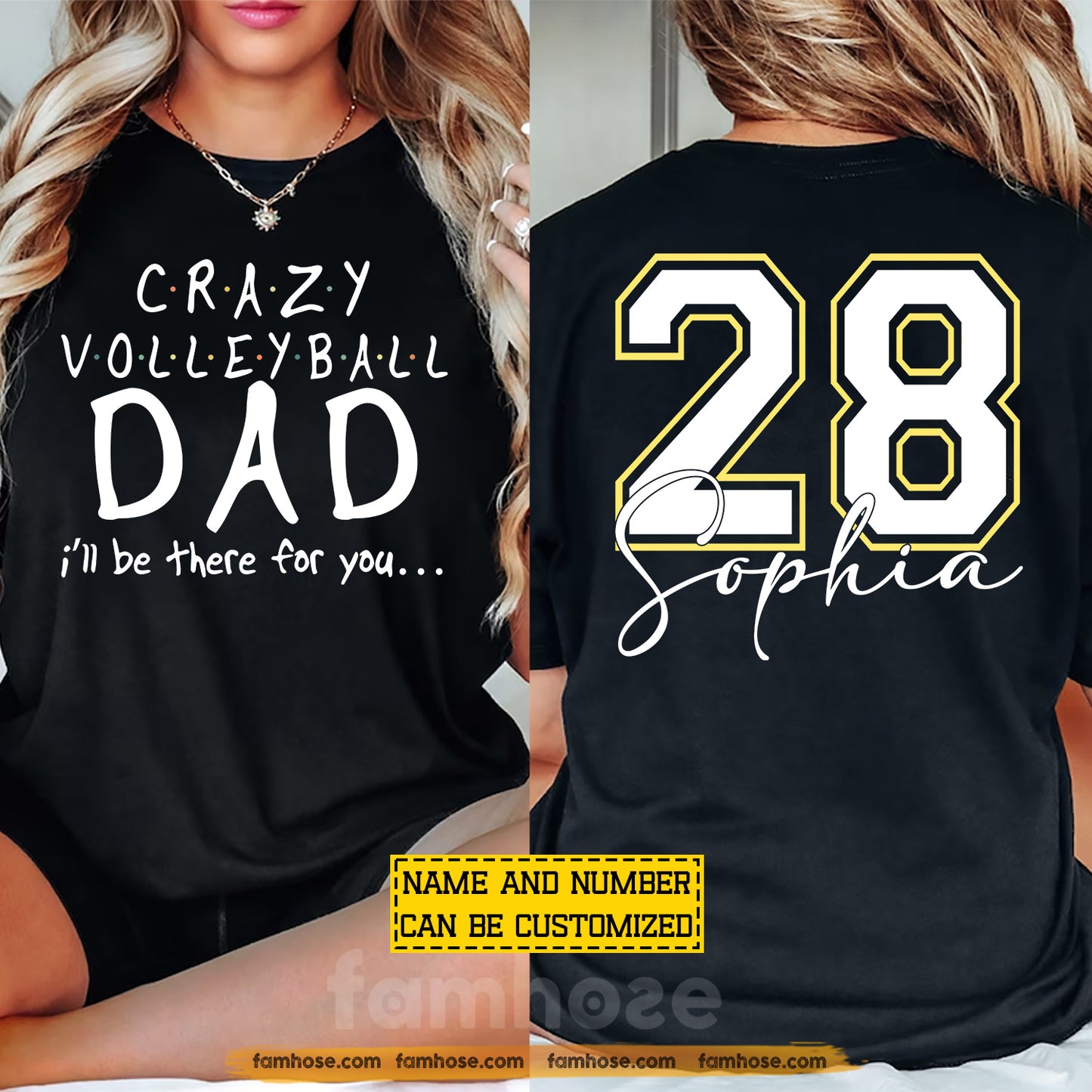 Personalized Volleyball Dad Two-side T-shirt, Crazy Volleyball Dad Tees Father's Day Gift For Volleyball Lovers