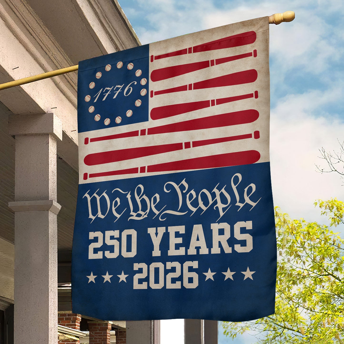 July 4th Baseball 250 Anniversary USA Garden Flag & House Flag, We The People 250 Years 2026 Outdoor Decor, Independence Day Yard Flag Gift For Baseball Lover