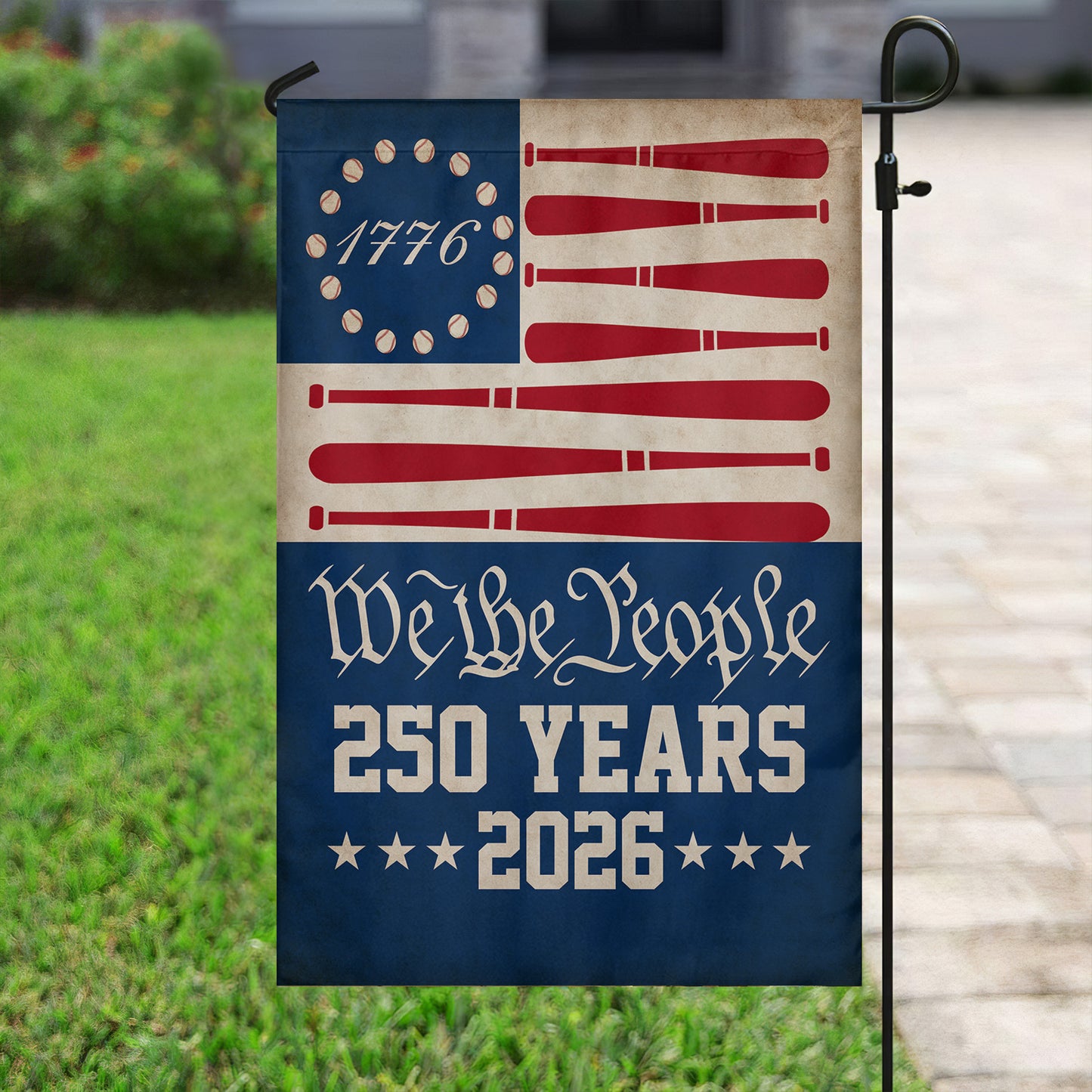 July 4th Baseball 250 Anniversary USA Garden Flag & House Flag, We The People 250 Years 2026 Outdoor Decor, Independence Day Yard Flag Gift For Baseball Lover
