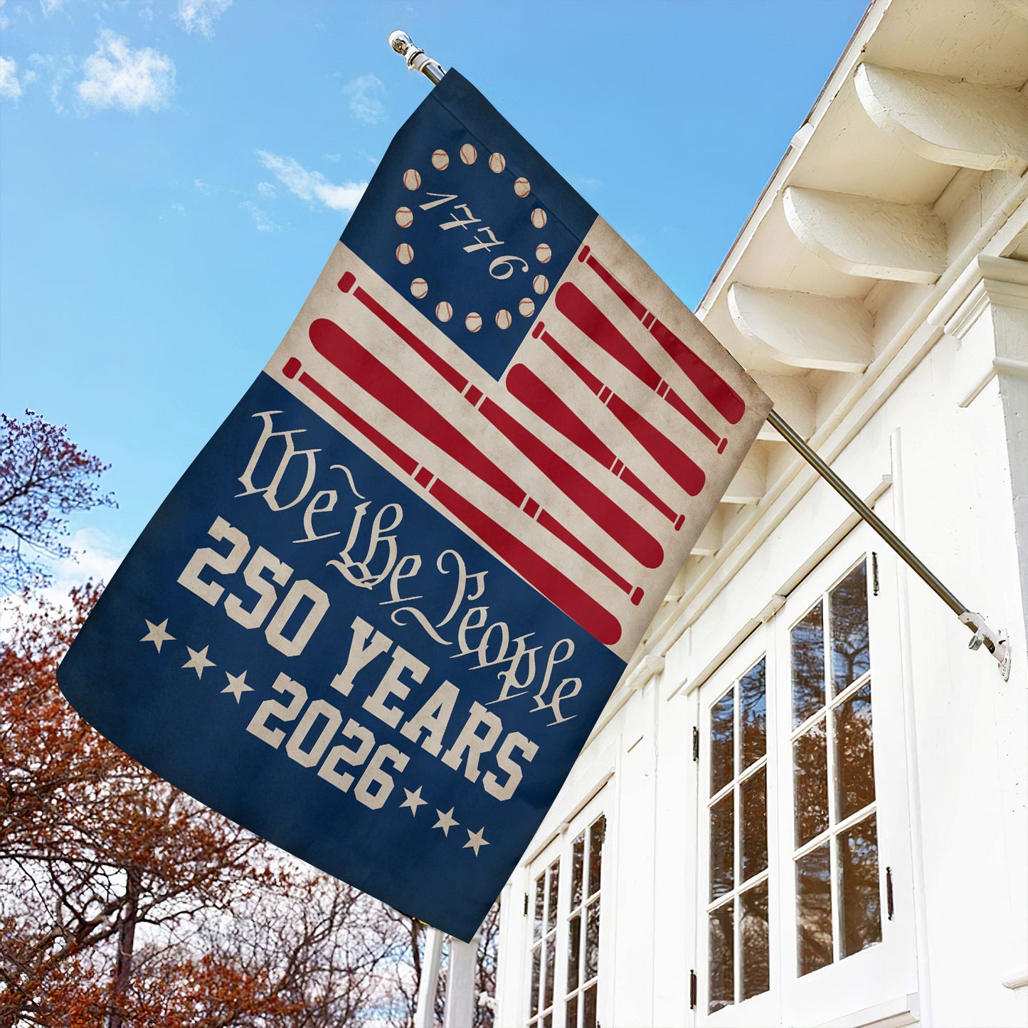 July 4th Baseball 250 Anniversary USA Garden Flag & House Flag, We The People 250 Years 2026 Outdoor Decor, Independence Day Yard Flag Gift For Baseball Lover
