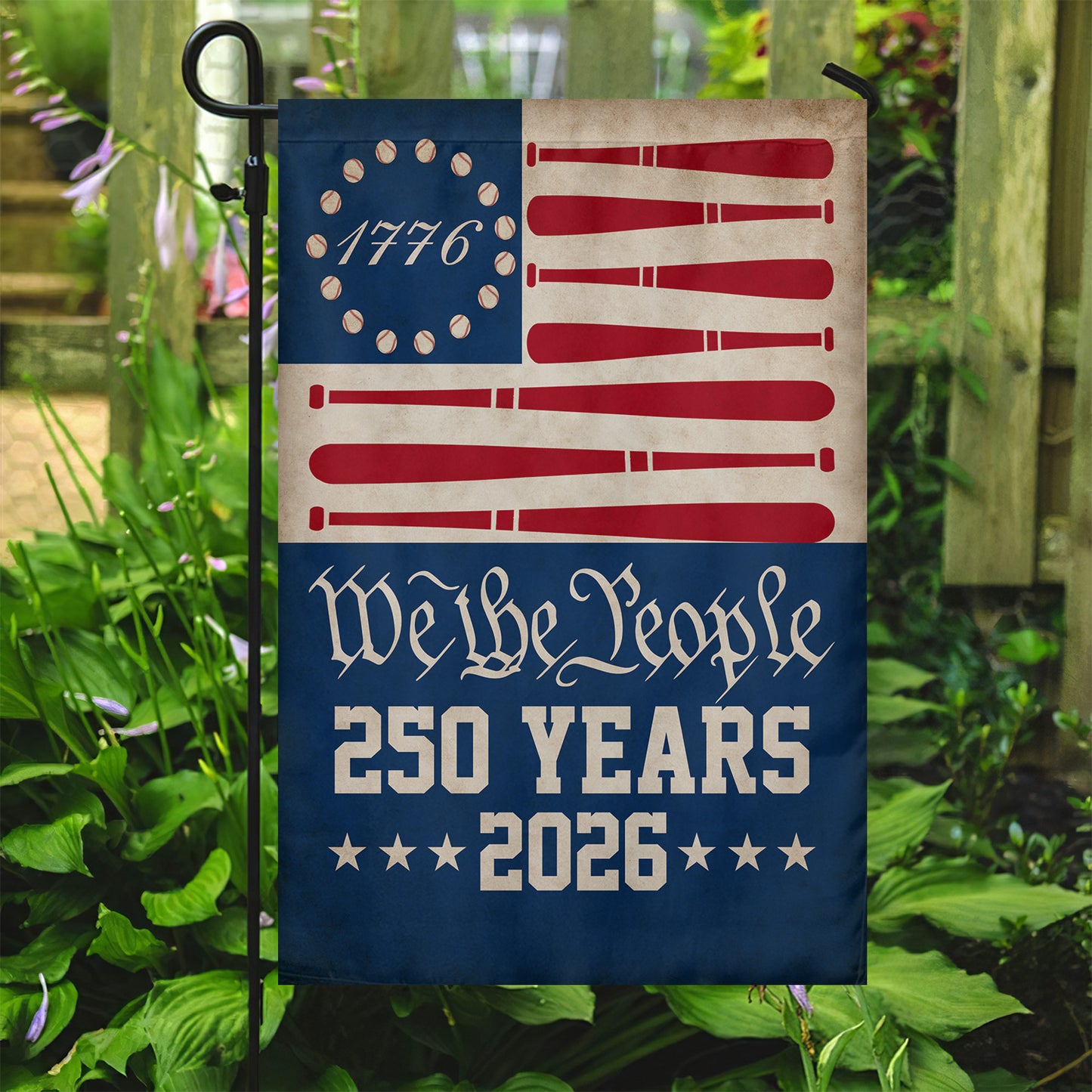 July 4th Baseball 250 Anniversary USA Garden Flag & House Flag, We The People 250 Years 2026 Outdoor Decor, Independence Day Yard Flag Gift For Baseball Lover