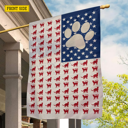 July 4th Cat USA Garden Flag & House Flag, Stars, Stripes And Whiskers Outdoor Decor, Independence Day Yard Flag Gift For Cat Lover