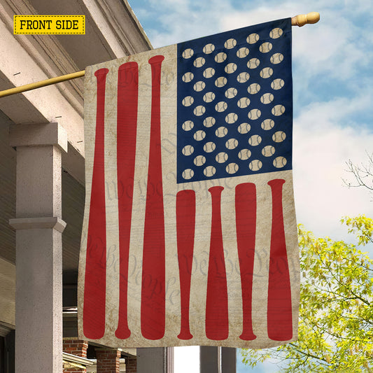 July 4th Baseball USA Garden Flag & House Flag, Stars Stripes And Home Runs Outdoor Decor, Independence Day Yard Flag Gift For Baseball Lover