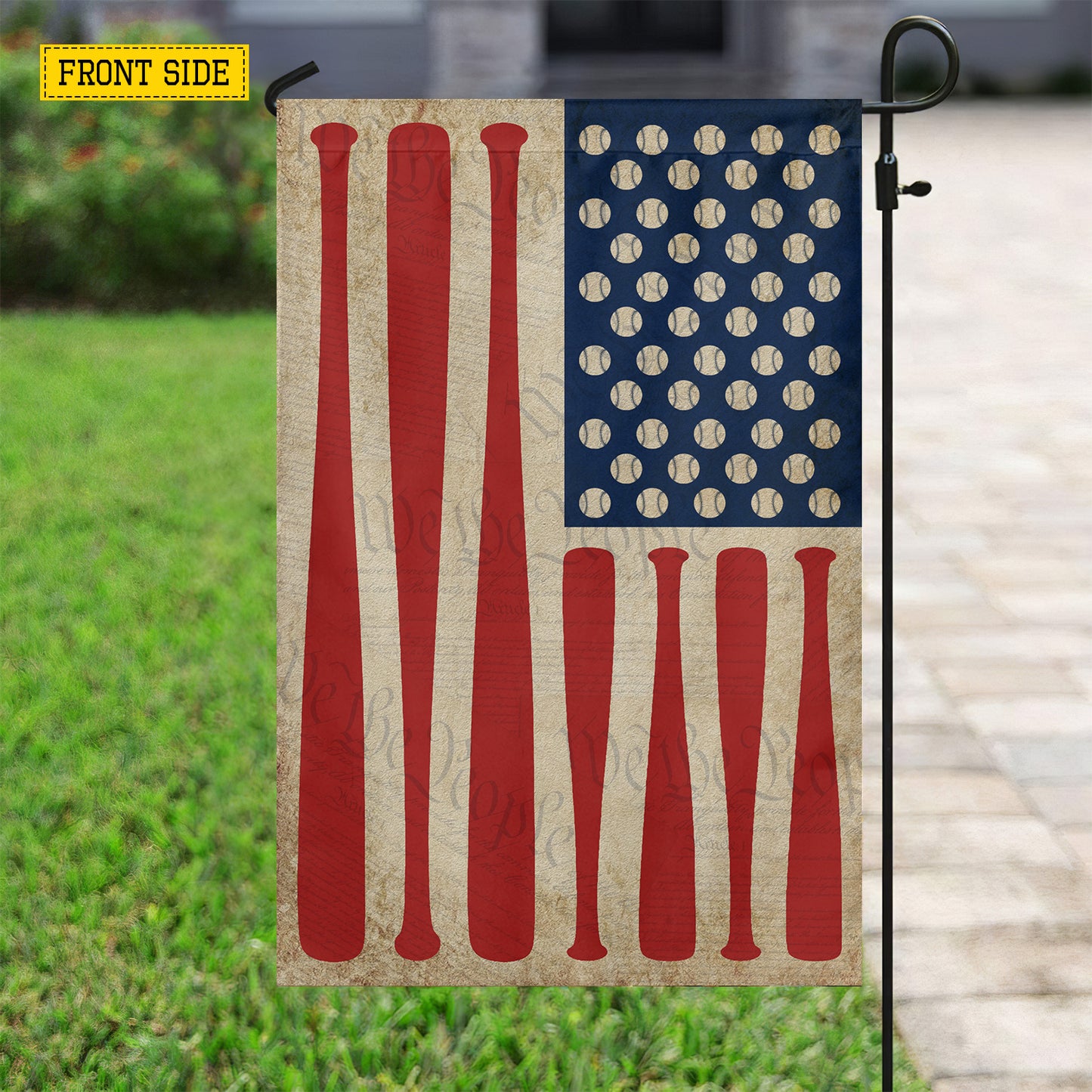July 4th Baseball USA Garden Flag & House Flag, Stars Stripes And Home Runs Outdoor Decor, Independence Day Yard Flag Gift For Baseball Lover