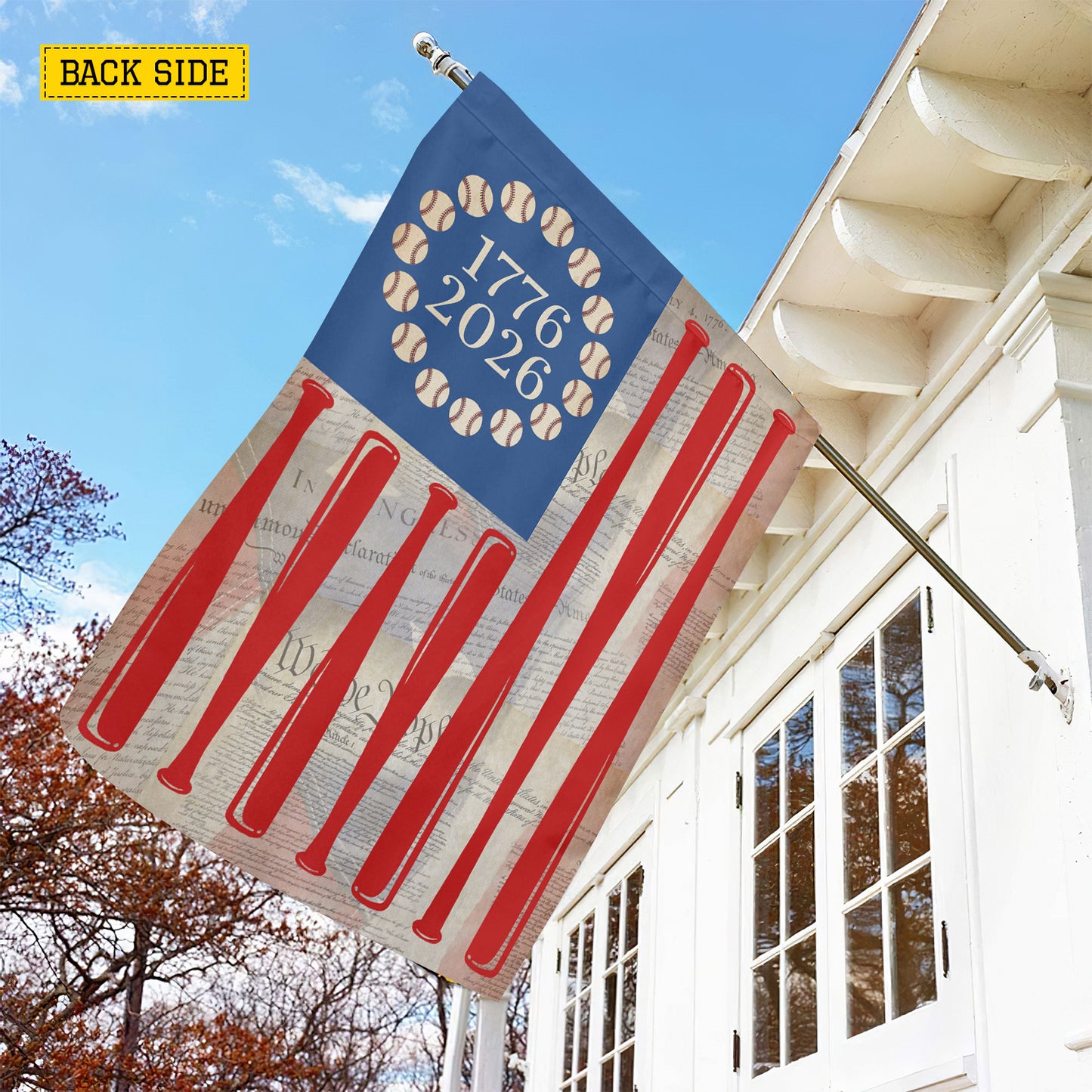 July 4th Baseball 250 Anniversary USA Garden Flag & House Flag, Stars, Stripes And Fastballs Outdoor Decor, Independence Day Yard Flag Gift For Baseball Lover
