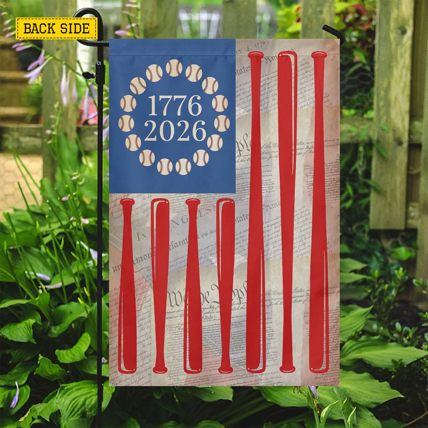 July 4th Baseball 250 Anniversary USA Garden Flag & House Flag, Stars, Stripes And Fastballs Outdoor Decor, Independence Day Yard Flag Gift For Baseball Lover