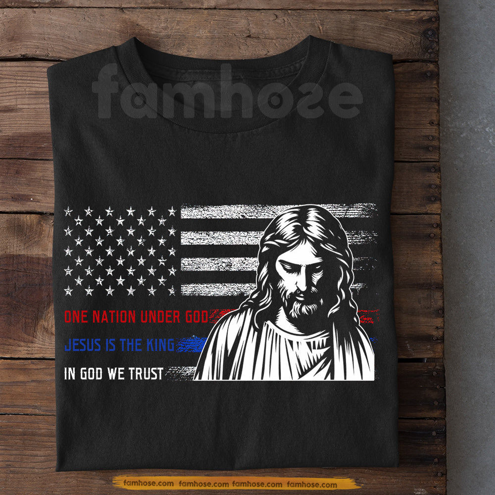 Jesus July 4th T-shirt, One Nation Under God Tees Independence Day Gift For Christian Patriot