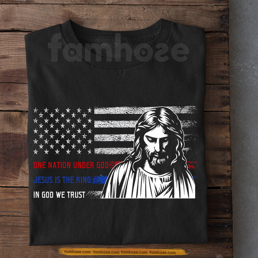 Jesus July 4th T-shirt, One Nation Under God Tees Independence Day Gift For Christian Patriot