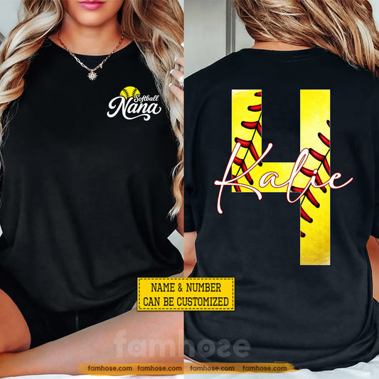 Personalized Softball Nana Two-side T-shirt, Softball Nana Design Tees Mother's Day Gift For Softball Lovers