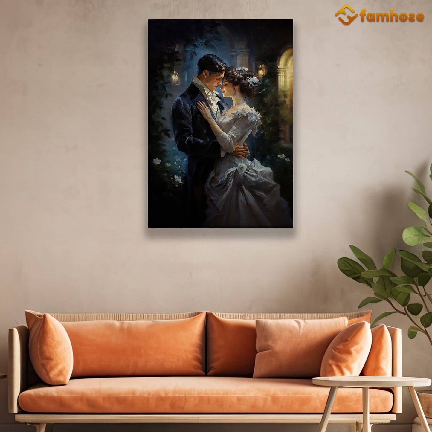 Enchanted Evening A Dance Under the Moonlight, Victorian Christmas Canvas Painting, Xmas Wall Art Decor - Christmas Poster Gift