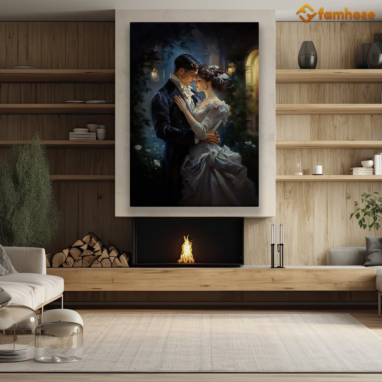 Enchanted Evening A Dance Under the Moonlight, Victorian Christmas Canvas Painting, Xmas Wall Art Decor - Christmas Poster Gift