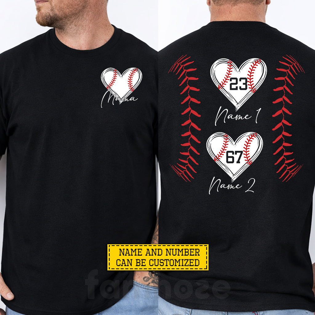 Personalized Baseball Mom Two-sided T-shirt, Baseball Mama Sport Tees Mother's Day Gift For Baseball Lover
