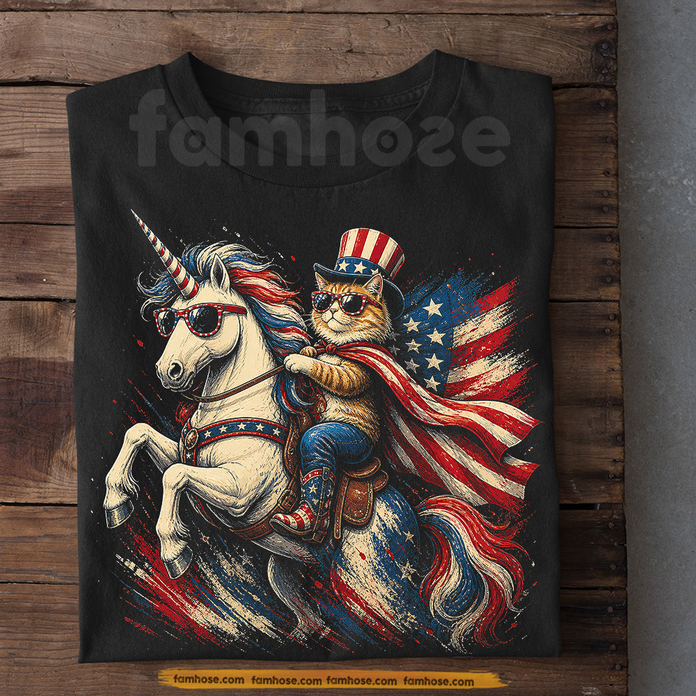 July 4th Cat T-shirt, Stars Stripes And Meowgic Tees Independence Day Gift For Cat Lover
