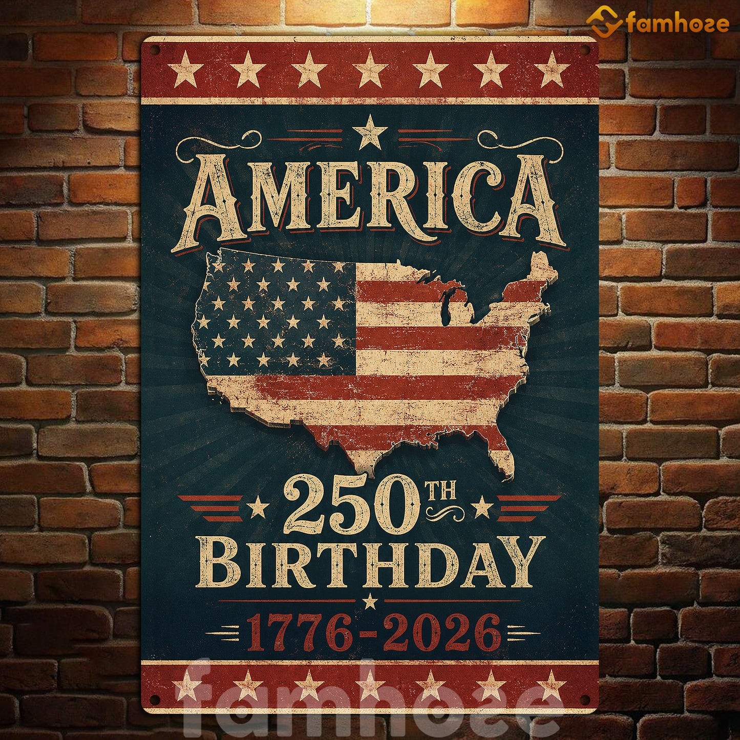 July 4th USA 250 Anniversary Metal Sign, America 250th Birthday 1776 - 2026 Yard Sign, House Decor Independence Day Gift For American Patriot