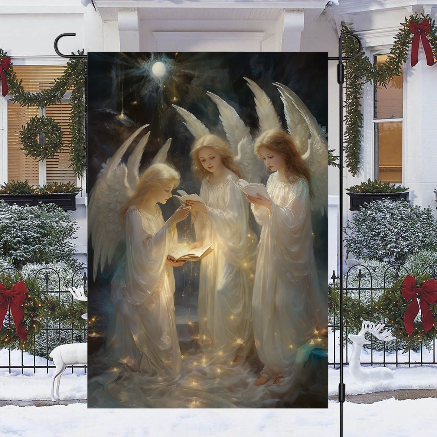 Angelic Hymns Of Holy Night, Angel Garden Flag - House Flag, Christmas Flag Gift For Angel Lovers