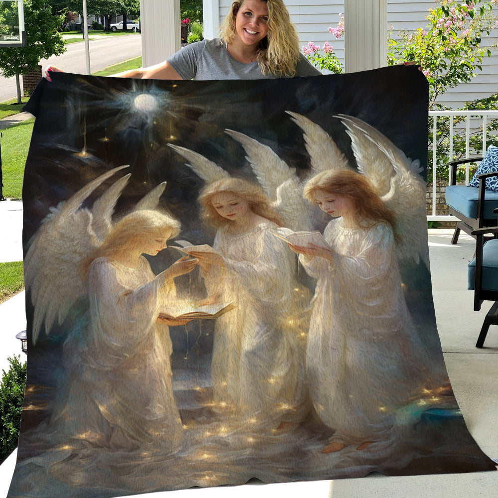 Angels' Whispered Tales, Angel Christmas Fleece Blanket & Sherpa Blanket Gift