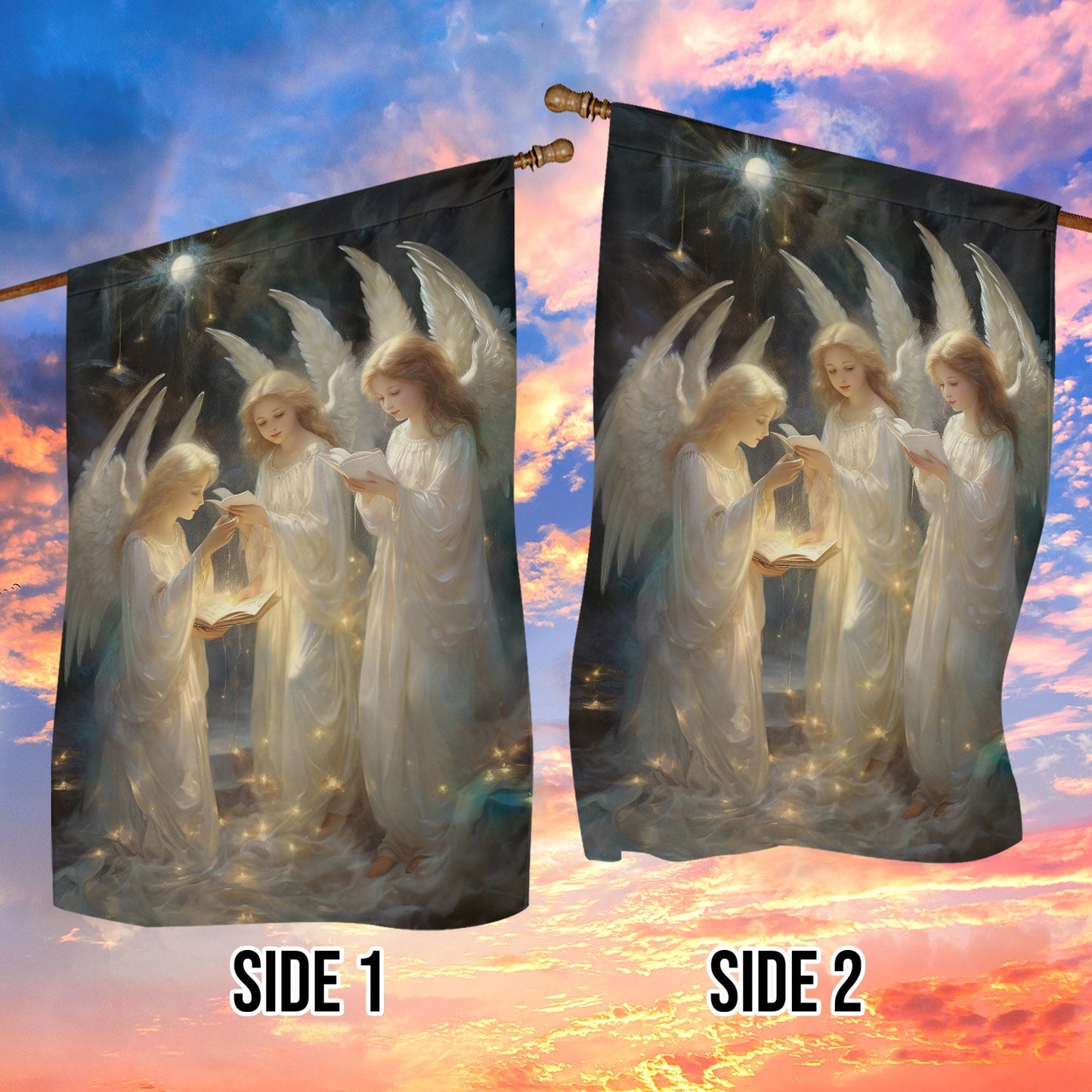 Angelic Hymns Of Holy Night, Angel Garden Flag - House Flag, Christmas Flag Gift For Angel Lovers