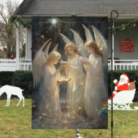 Angelic Hymns Of Holy Night, Angel Garden Flag - House Flag, Christmas Flag Gift For Angel Lovers