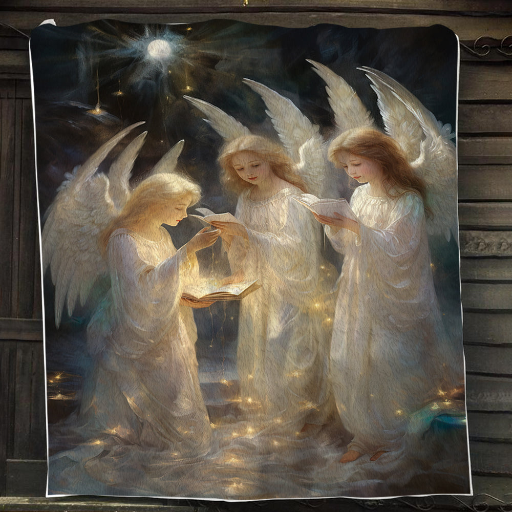 Angel Visitation in a Winter Wonderland - Prophetic Art on a Plush Fleece Blanket, Two Sizes Available | 2024 Christian Gift Idea | Heavenly Art