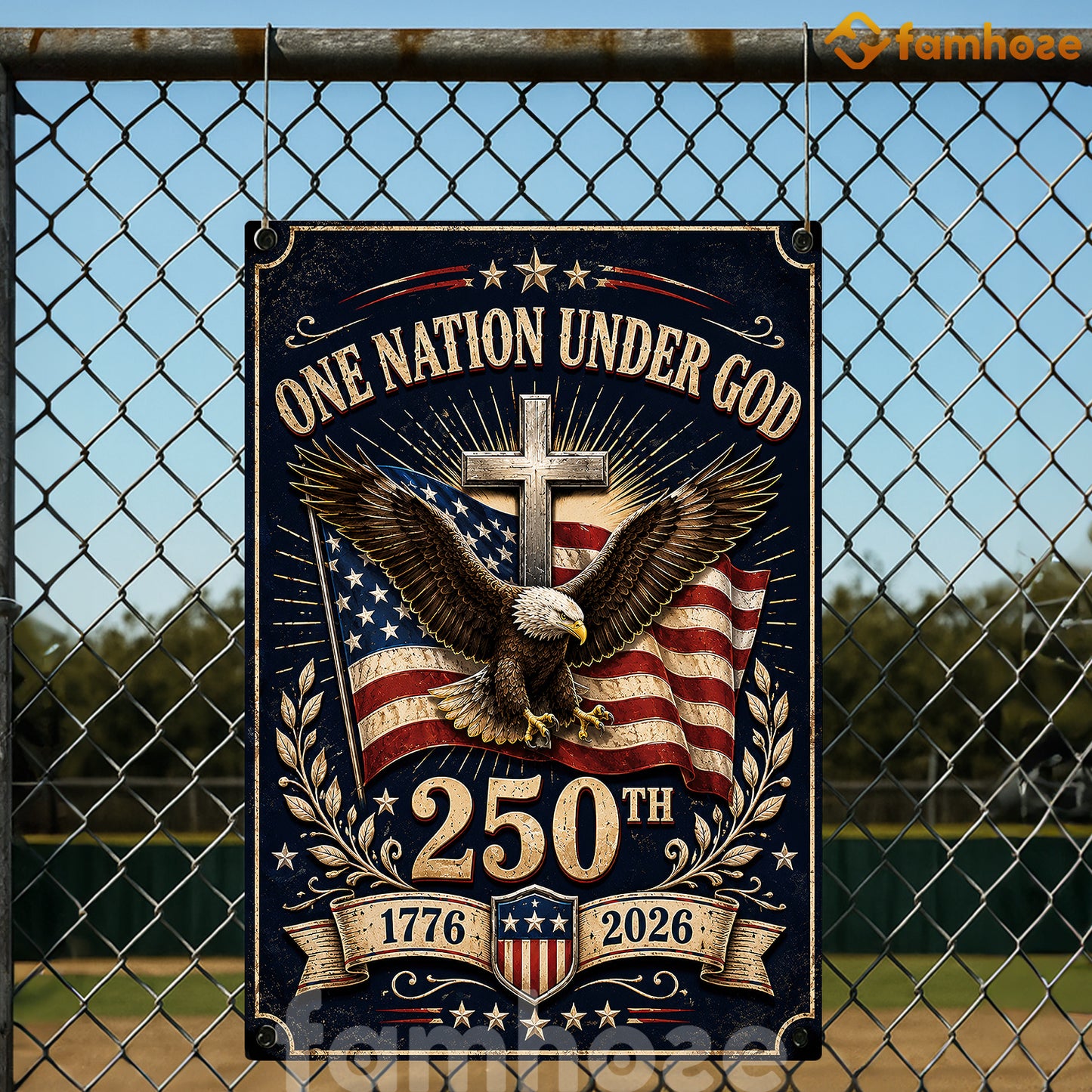 July 4th Jesus USA 250 Anniversary Metal Sign, One Nation Under God Yard Sign, House Decor Independence Day Gift For Christian