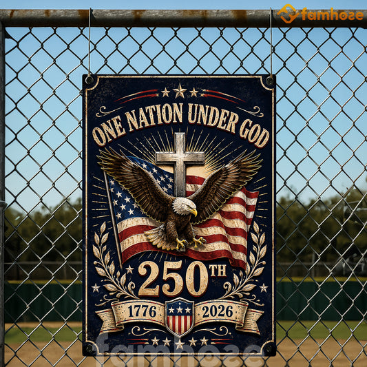 July 4th Jesus USA 250 Anniversary Metal Sign, One Nation Under God Yard Sign, House Decor Independence Day Gift For Christian