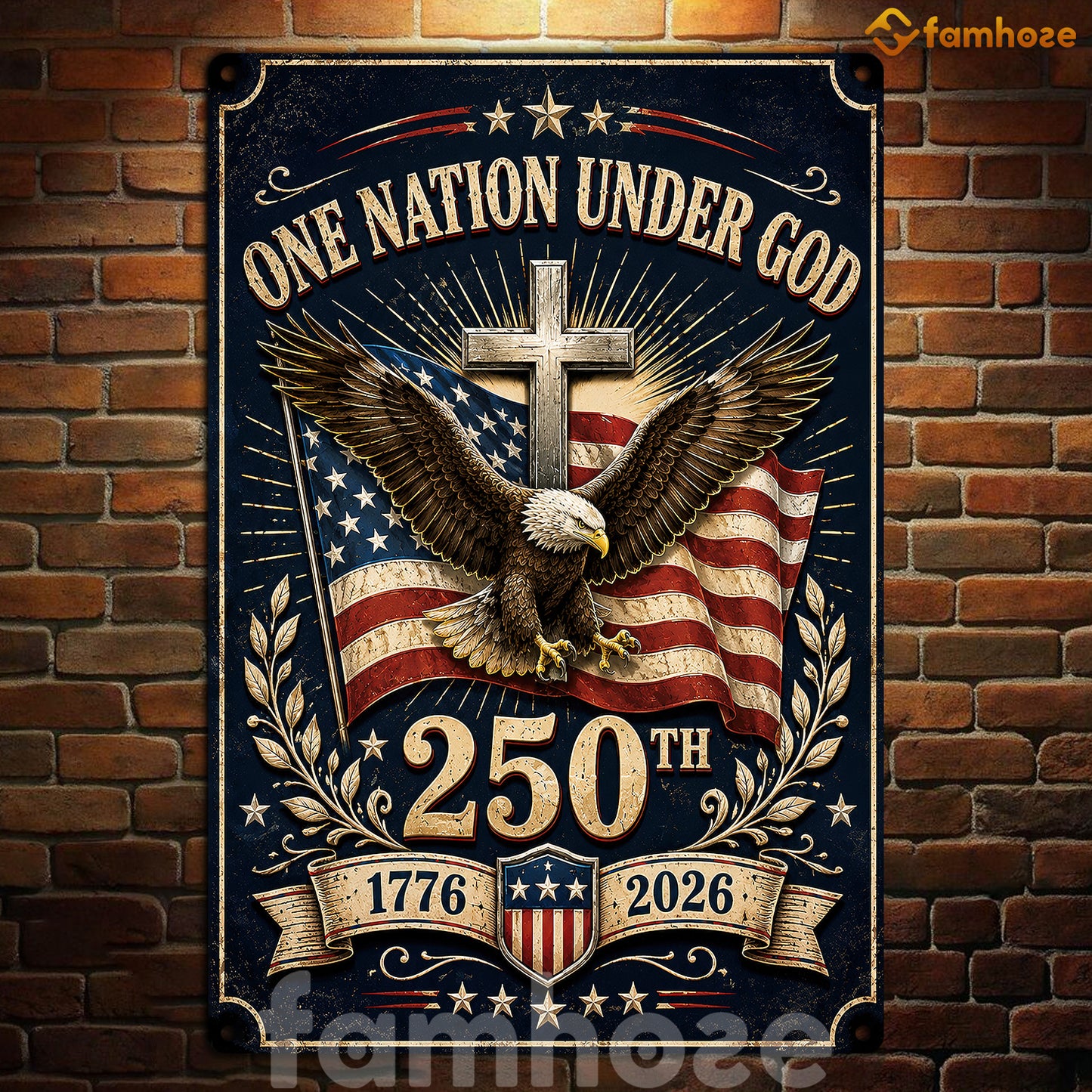 July 4th Jesus USA 250 Anniversary Metal Sign, One Nation Under God Yard Sign, House Decor Independence Day Gift For Christian