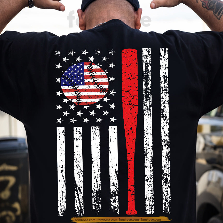 July 4th Baseball Backside T-shirt, Swinging For Freedom Sport Tees Independence Day Gift For Baseball Lover