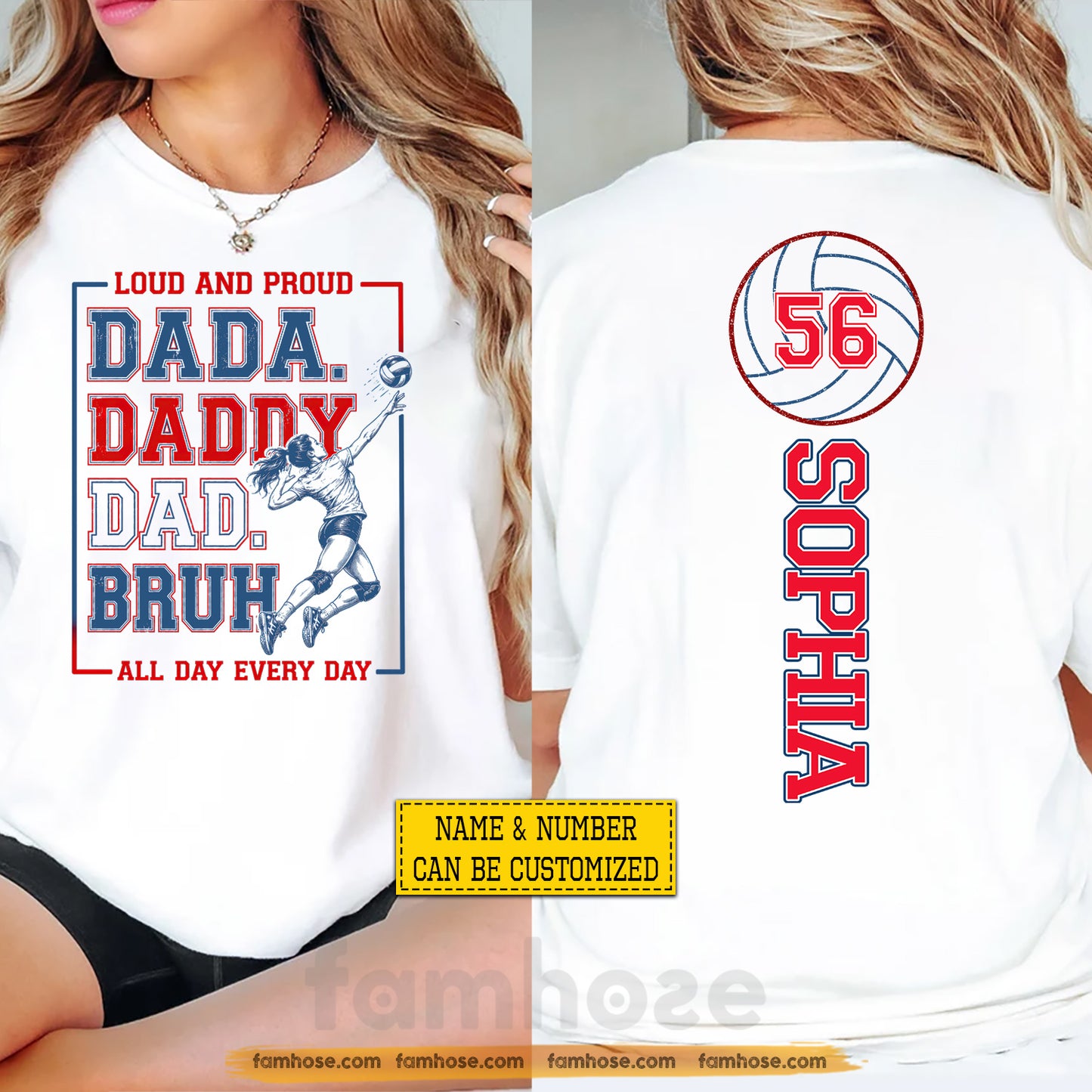 Personalized Volleyball Dad Daughter Two-sided T-shirt, From Dada To Bruh Tees Father's Day Gift For Volleyball Lover