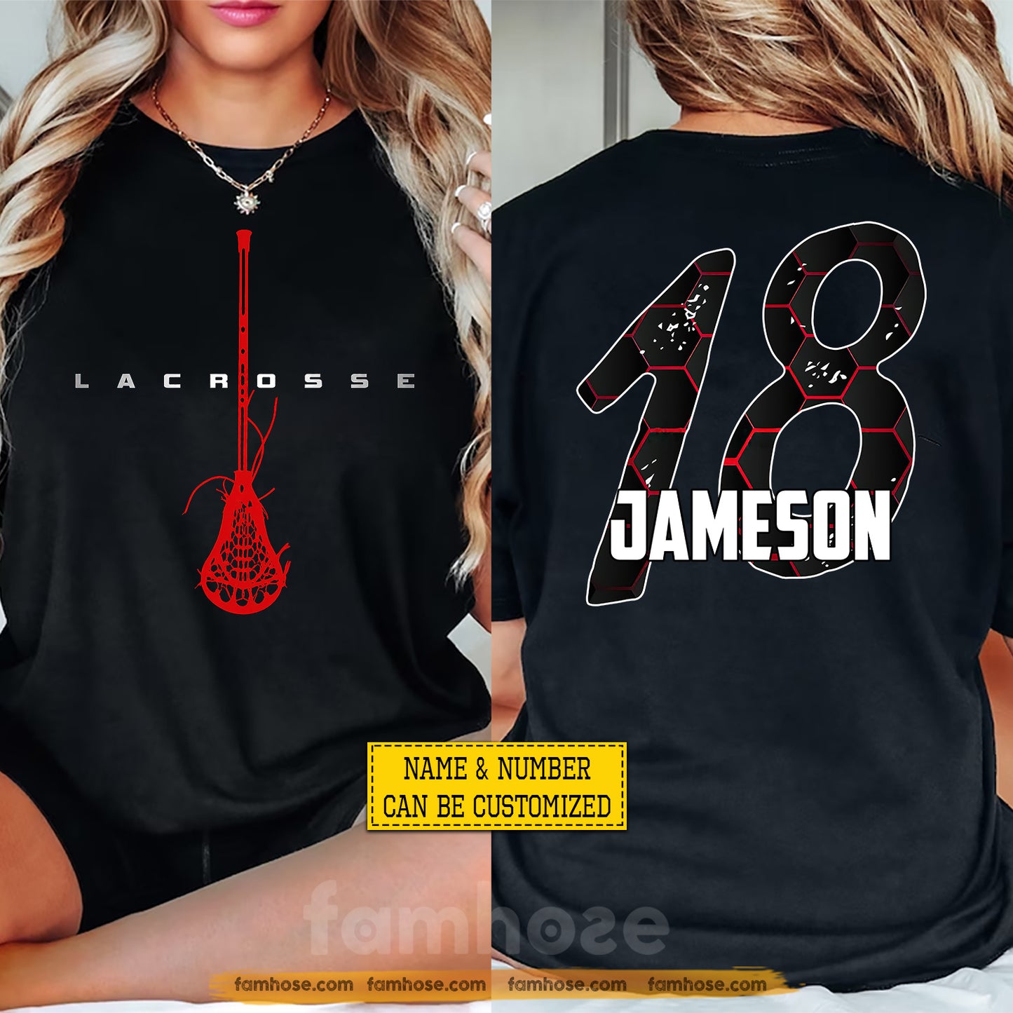 Personalized Lacrosse Two-sided T-shirt, Born To Play Lacrosse Sport Tees Gift For Lacrosse Lover